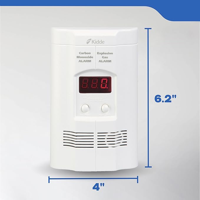 Kidde Carbon Monoxide Detector, Propane, Natural, Methane, & Explosive Gas Alarm, Plug-in Wall with 9-Volt Battery Backup, Digital LED Display