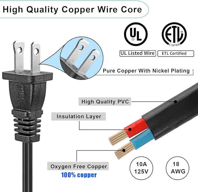 3 Ft Extension Cord,2-Pack Short Power Cord Black,US Male/Female Power Cable for NEMA 1-15P to NEMA 1-15R, UL Listed for Christmas Lights,Small Extension Cord