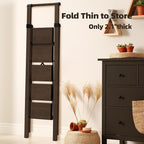 HillhutApex 5 Step Foldable Aluminum Step Ladder with Handgrip, Anti-Slip Pedal, 330lbs Capacity, Lightweight & Portable for Home, Kitchen, Office, Garage (Walnut)