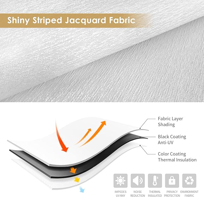 ALLBRIGHT 100% Blackout Roller Blinds Woven Shades with Striped Jacquard, Cordless Window Shades, UV Protection Fabric, Easy-Install for Indoor Home & Office, White Old, 27" W x 72" H