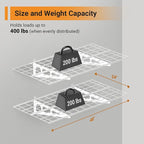 2x4 ft Garage Shelving, 2-Pack Wall-Mounted Shelves for Garage, Kitchen, Pantry Storage, 400 lbs Total Load Capacity Wall Shelving, White