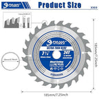 7-1/4-Inch 24-Tooth Circular Saw Blade, 0.063" Ultra Thin Kerf Blade 20mm Bore (16mm Reduction Ring Included), ATB Framing Blade for Wood Fast Cutting