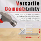 100Pcs Cable Stackers, White Cable Staples Clips with Steel Nails, Electrical Wire stackers, Insulated Cord Staples Multi Cable Wire Clips for Suitable Most Cables