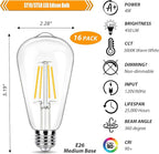 16 Pack LED Edison Bulbs 40w Equivalent, 4 Watt LED Filament Bulb, 3000K Warm White ST19 Light Bulb, 450lm E26 Vintage Bulbs for Ceiling Light Fixture, Not Dimmable