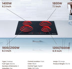 Rangaire RCI241S 24" Induction Cooktop, 6700W, 4 Burners, Built-in Stove Top, Booster & Timer, 9 Power Levels, Slide Touch Control, Child Safety Lock, 240V Hard Wire, Ceramic Surface