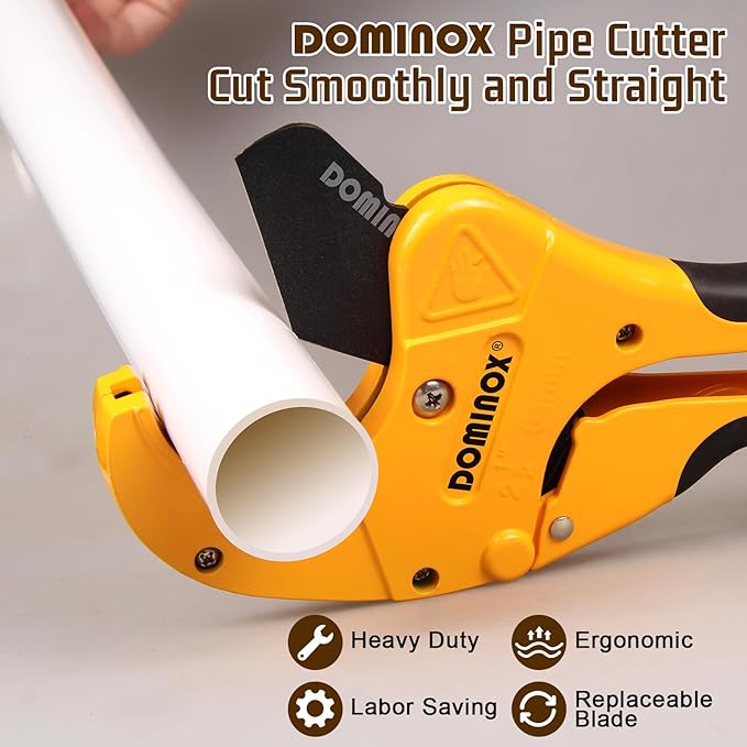 DOMINOX 2PCS PVC Pipe Cutter, Cuts up to 2-1/2" PEX, PVC, PPR, Plastic Hoses& Plumbing Pipes,Ratchet PVC Cutter Tool with SK5 Blade and Aluminum Alloy Body, 2PCS