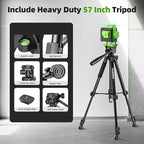 Huepar Laser Level 4x360 Self Leveling with 60" Tall Tripod, 4D Green Cross Line Lazer Leveler Tool with Outdoor Pulse Mode, 16 Lines Great for Tiling, Ceiling, Wall Work & DIY Home Renovation