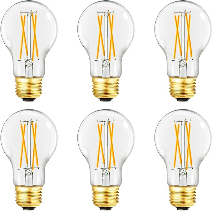 A19 Vintage LED Edison Light Bulbs 60 Watt, E26 Dimmable LED Filament Light Bulbs, 3000K Soft White,6W Equal 60 Watt Incandescent Bulbs,600LM, AC120V, A19 LED Bulb with 90 CRI,COCODI-6Pack (6W-3000K)