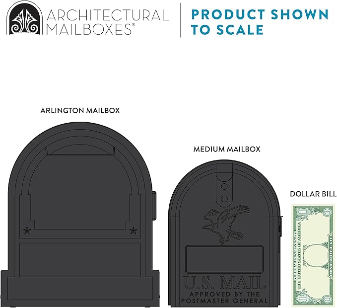 ARCHITECTURAL MAILBOXES Gibraltar Mailboxes Arlington Large Capacity Galvanized Steel Textured Black, Post-Mount Mailbox, AR15B000