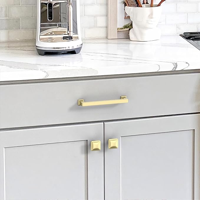 10 Pack 3.75"(96mm) Brushed Gold Cabinet Pulls Kitchen Cabinet Handles Drawer Pulls Cupboard Hardware for Cabinets