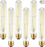 LiteHistory T10 LED Bulb 6W Equal E26 LED Bulb 60 Watt dimmable Neutral White 4000K E26 Edison Bulb AC120V 600lm Tubular Light Bulb T9 for Rustic Pendant,Island,Chandeliers,Wall sconces Pack of 6
