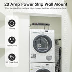 JUNNUJ 20 Amp Power Strip Heavy Duty 2 Pack, 4800J Surge Protector Metal Power Bar Multi Angle Mount, 20A Garage 8 Outlet Shop 6-20R T-Slot, 5-15P Adapter 12 Gauge Extension Cord 15 ft for Appliance