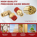 1/4” Quick Push to Connect Fittings Brass Male Straight and Elbow Combination DOT Approved 1/4" Tube OD x 1/4" NPT Thread Air Brake Line Adapter Air Suspension Kit Air Hose Repair Kit 14pcs