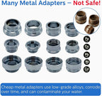 8PCS Faucet Adapter Set for Kitchen & Bathroom – HeavyDuty BPAFree ABS Male/Female Tap Converters with Inch & Metric Labels – Connects Brita, PUR Faucet Filters to Threaded Taps