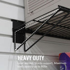 Slatwall Shelves, 24" x 11.4" Heavy Duty Metal Tool Storage Slat Wall Accessories Shelf Mesh Storage Rack for Garage, Workshop, Basement and Kitchen, Max Load 50 lbs (Black,2 Pack)