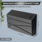 Wall Mount Mailbox, Large Capacity Mailbox for House, Visibility Galvanized Steel Rust-Proof Metal Post Box Drop, Mailboxes for Outside, 15.74"×9.84"×4.33" Solar Lanterns Black