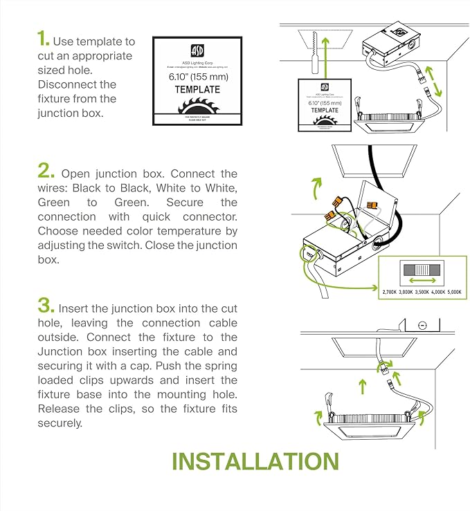 ASD 6 Pack LED Square Recessed Lighting 6 Inch, 5 CCT 2700K-5000K, 15W 60W Eqv, Ultra Thin Dimmable Ceiling Lights with J Box, Canless Wafer Downlight, Slim Panel Light, UL Energy Star, Brushed Nickel