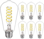 6 PCS ST58 (ST19) LED Edison Bulbs, Dimmable Vintage Antique LED Filament Light Bulbs, 6W Equivalent 60 Watt, Daylight 5000K, 600 Lumens, E26 Base, Clear Plastic