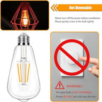 12 Pack LED Edison Bulbs 40W Equivalent, 4 Watt ST19 LED Filament Bulb, 2200K Amber White, Vintage Light Bulbs for Ceiling Light Fixtures, E26 Base, 450LM, Non-dim