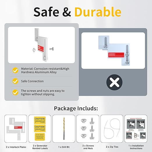 Generator Interlock Kit Compatible with Eaton Cutler Hammer Challenger BR-200 150 and 200 AMP Panel, Interlock Kit 1 1/4 to 1 1/2 Inch Spacing Between Main and Branch Breaker