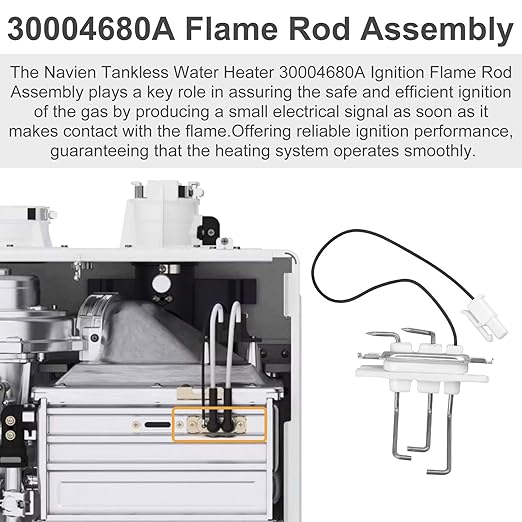 30004680A Flame Rod Assembly with Gasket,Boiler Replacement Parts for Navien Tankless Water Heater NP CC CH CR NCB NPE NR Series