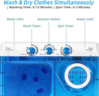 LDAILY Portable Washing Machine, 26 lbs Capacity Twin Tub Washer and Spin Dryer, Semi-automatic Laundry Washer with Built-in Drain Pump, Portable Washer and Dryer for Apartment, Dorm & RV
