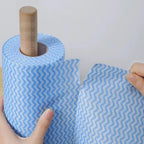 SUZZYVINE Disposable Cleaning Cloths Reusable Dish Cloths Dish Towels Blue Kitchen Towels Handy Wipes On Rolls Total 2 Roll 100 Pcs