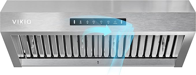 Under Cabinet Range Hood 30 Inch,Range Hood 900-CFM,1.5 Sones Quiet Dual Turbine Motor,Stainless Steel Vent Hood with 3 Speed Exhaust Fan,Safe Baffle Filters for Kitchen Stove