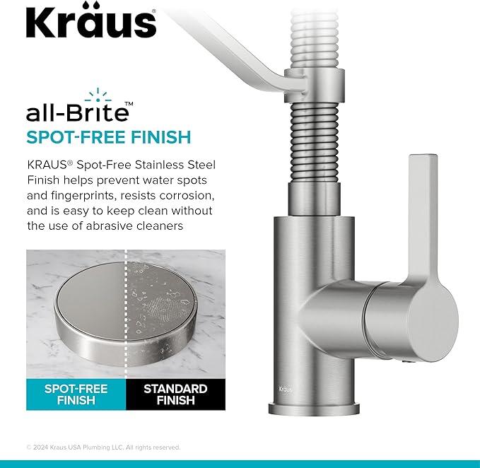 KRAUS Britt Commercial Style 2-Function Single Handle Pull Down Kitchen Faucet in Spot-Free Stainless Steel, KPF-1693SFS
