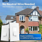 Amico 6 Pack Dimmer Light Switch, Single-Pole or 3-Way Slide Dimmer Switches for Led Lights, Suitable for 150W Dimmable LED/CFL and 600W Incandescent/Halogen, Wall Plate Included, UL Listed, White