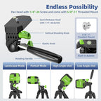 Huepar 60-Inch Lightweight Tripod Portable Adjustable Tripod for Laser Level with 3-Way Swivel Pan Head, 2 Bubble Levels, 1/4" and 5/8" Thread Mount for Varieties Tools, Only for Indoor Basic Work