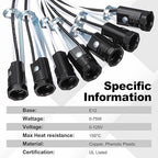 PATIKIL Candelabra Base Lamp Holder Light Socket, 10pcs UL Listed Keyless E12 Bulb Socket with 9.8" Wire Leads for E12 Incandescent LED Light Bulbs, 3.5" Tall