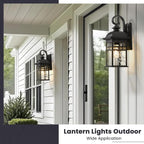 Outdoor Wall Lights Exterior Black Outdoor Light Fixtures Wall Mount with Water Ripple Glass Waterproof Anti-Rust Outside Wall Sconce Porch Lights for House Garage Doorway