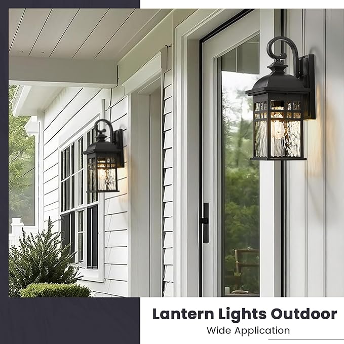 Outdoor Wall Lamps Exterior Lighting Fixtures 22 Inch Height Porch Light with Water Ripple Glass E26 Socket