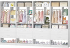 8FT Closet System with 8 Wood Drawers, 96" Closet Organizer System with 20+ Small Shelves & 2 Hanging Rods, Walk-in/Nursery Closet Systems, Set of 4, White (96" L x 15" W x 80" H)