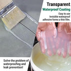 2.5Kg/101Fl.oz Transparent Waterproof Coating Invisible Waterproof Agent Set with Indoor&Outdoor Insulating Sealant with Wooden Brush Putty Knife Cut Resistant Work Gloves Paint Roller(3L/0.79Gal)