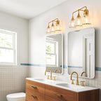 Gold Bathroom Vanity Light 3-Lights Bathroom Light Fixtures Over Mirror with Clear Glass Shade 22.4 inch Wall Sconce Lighting Bath(Exclude E26 Bulb)