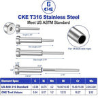 CKE 10 Pairs Invisible Cable Railing Kit, 1/8" Invisible Receiver and Swage Stud End Tensioner Terminal Hidden for 2"x2", 4"x4" Wood/Metal Post, T316 Stainless Steel Deck Cable Railing Hardware, CR31