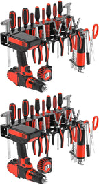 2Pcs Metal Screwdriver Organizer, Wall Mount Plier Organizer Hammer Holder, Hand Tool Storage Rack for Garage Workshop Workbench (Black, 2PCS)