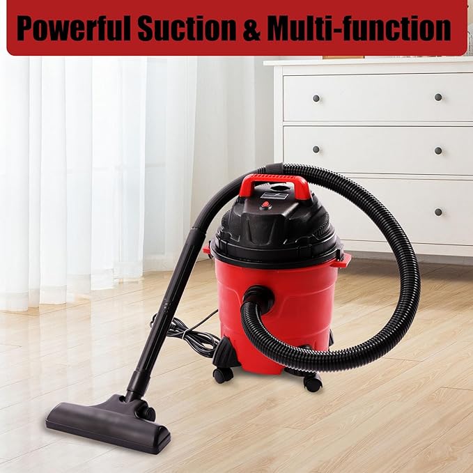 4 Gallon Wet Dry Shop Vac, Powerful Suction Shop Vacuum with Attachments, Portable Heavy-Duty Shop Vacuum 3 in 1 Function for House, Garage & Workshop