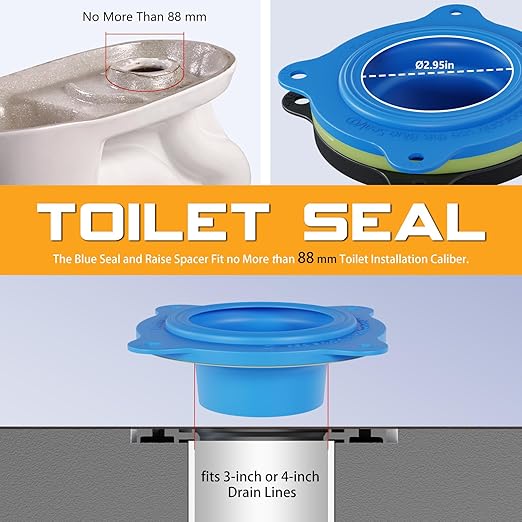 Toilet Flange Repair Kit, Universal Toilet Seal Parts for Wax Seal, Rubber Gasket Ring, Wax-Free Toilet Bowl Replacement kit Include Premium Nuts, Washers, 3.26Inch Bolts, Bolt Caps(2-Pack)