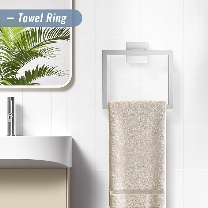 YACVCL 5 Pieces Brushed Nickel Bathroom Accessorie Set 23.6 Inch Towel Bar Set SUS304 Stainless Steel Towel Holder Set for Bathroom,Toilet Paper Holder with Shelf Wall-Mounted Bathroom Hardware Set