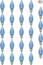 Sunlite 40463 LED C9, Holiday Decorative Light Bulb, 0.4 Watts, E17 Intermediate Base, Faceted Christmas-Lights; Nightlight, Blue, 24 Count