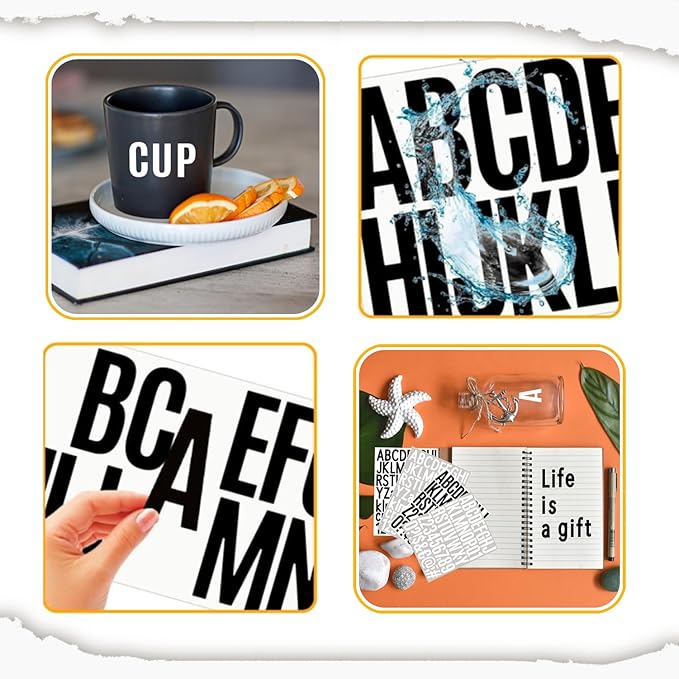10 Sheets Vinyl Letter Number Stickers, Self-Adhesive Alphabet Stickers, Waterproof Mailbox Number Sticker Letters for Mailboxes,Door,Cars,Boats, Address Signs (Black, 1.5 inch)