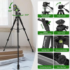 Huepar Laser Level 360° with Tall Tripod, Self Leveling Rechargeable Lazer Leveler for Construction and Picture Hanging, Nivel Laser with Pluse Mode for Outdoor, Hard Carry Case, 50" Tripod, Glasses