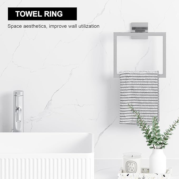 15-Pieces Brushed Nickel Bathroom Accessories Set, 23.6 Inch Bath Towel Bar Set, Stainless Steel Bathroom Hardware Set, Towel Racks for Bathroom Wall Mounted.