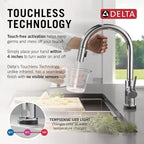 Delta Trinsic Touchless Kitchen Faucet with Touch Technology, Chrome Kitchen Sink Faucet with Pull Down Sprayer, Single Hole, Chrome 9159TL-DST