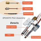 SP20075, SP20305A Pilot and Igniter Assembly Replacement Kit Compatible with GE, Richmond, Rud, Rheem Natural Gas Water Heater Parts, Includes Pilot Assembly, Burner Door Gasket, Screws, Clips
