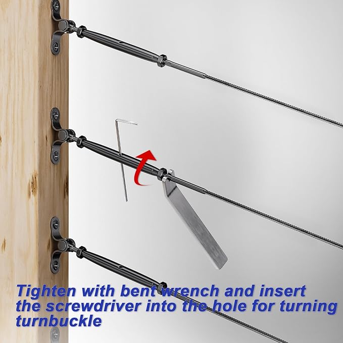 30-Pack Cable Railing Kit T316 Stainless Steel Adjustable Angle Cable Railing Hardware for Wood Posts,Black