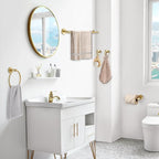 TQKAG 5 Piece Bathroom Accessories Set Brushed Gold Bathroom Hardware Set 23.6 Inch Bath Towel Bar Set SUS304 Stainless Steel Towel Rack Set